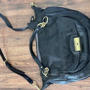Coach Black and Gold Crossbody Bag with Adjustable Straps